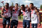 Great Britain winning 4 x 100 metres relay squad at the European Athletics Team Championships.